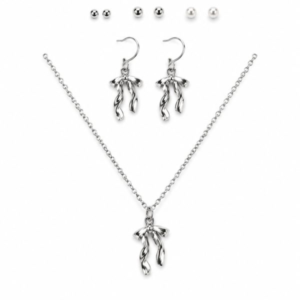 Silver Bow Jewellery Set