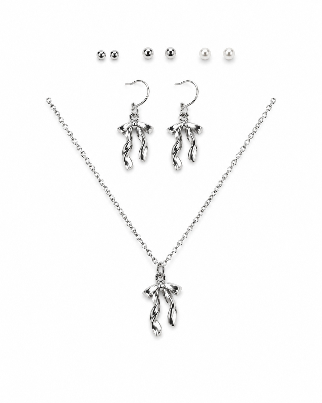 jewellery_set_no_border_200kb Silver Bow Jewellery Set - Image 1