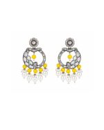 Silver Yellow Pearl Earrings