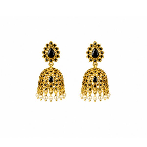 Black Pearl Jhumka Earrings
