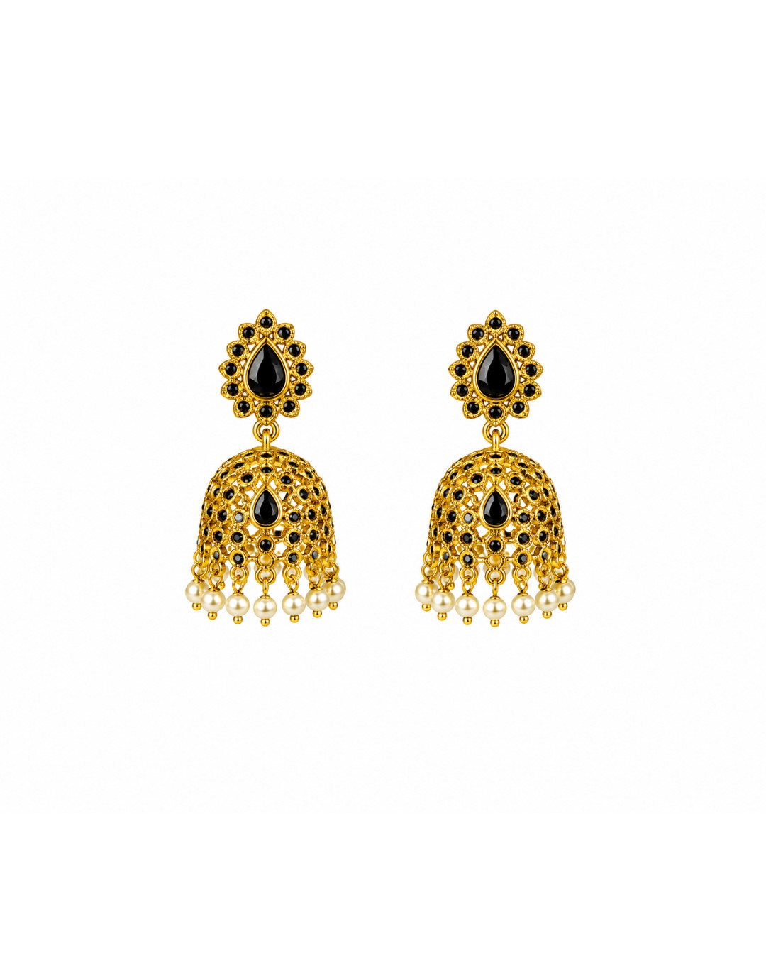 jewellery_website_200kb(4) Black Pearl Jhumka Earrings - Image 1