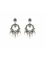 Mint Pearl Chandbali Earrings