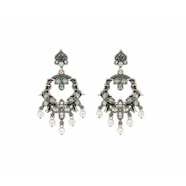 Mint Pearl Chandbali Earrings