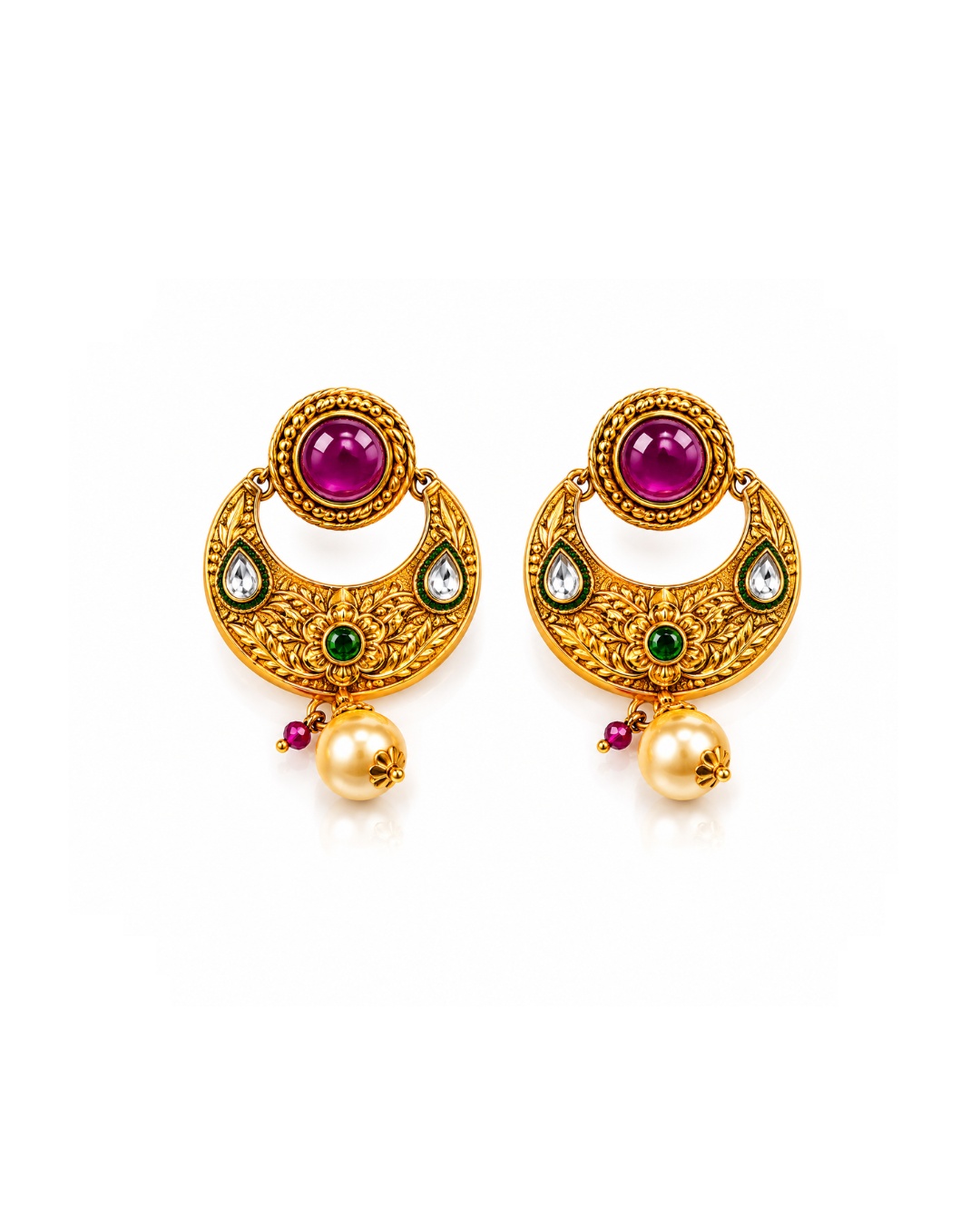 jewellery_website_200kb(6) Ruby Pearl Chand Earrings - Image 1