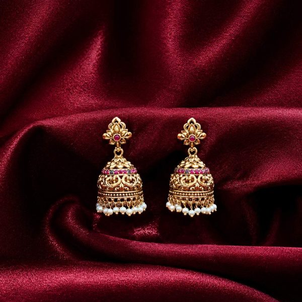 Ruby Pearl Filigree Jhumka