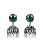 Green Stone Jhumka Earrings
