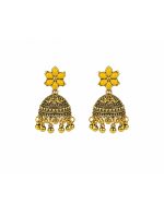 Yellow Floral Jhumka Earrings