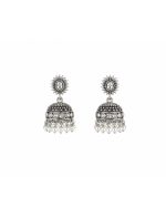 Silver Pearl Jhumka Earrings