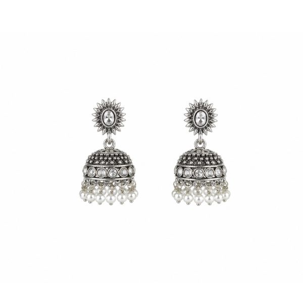 Silver Pearl Jhumka Earrings