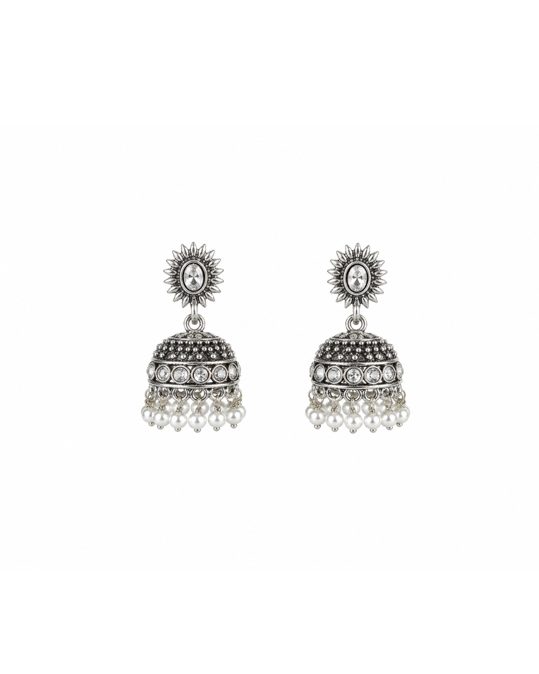 jhumka_website_200kb(2) Silver Pearl Jhumka Earrings - Image 1