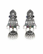 Silver Peacock Jhumka Earrings