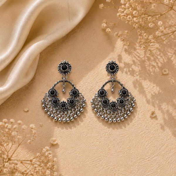 Midnight Pearl Chandbali Earrings