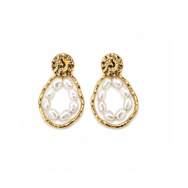 Pearl Hoop Drop Earrings