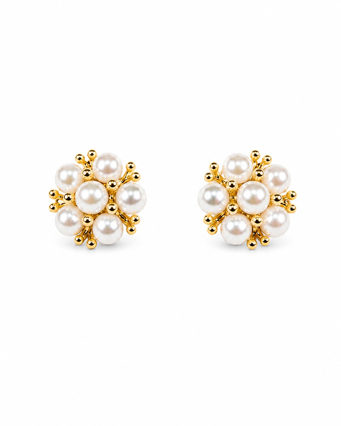 pearl_earrings_whitebg_200kb Pearl Floral Stud Earrings - Image 1