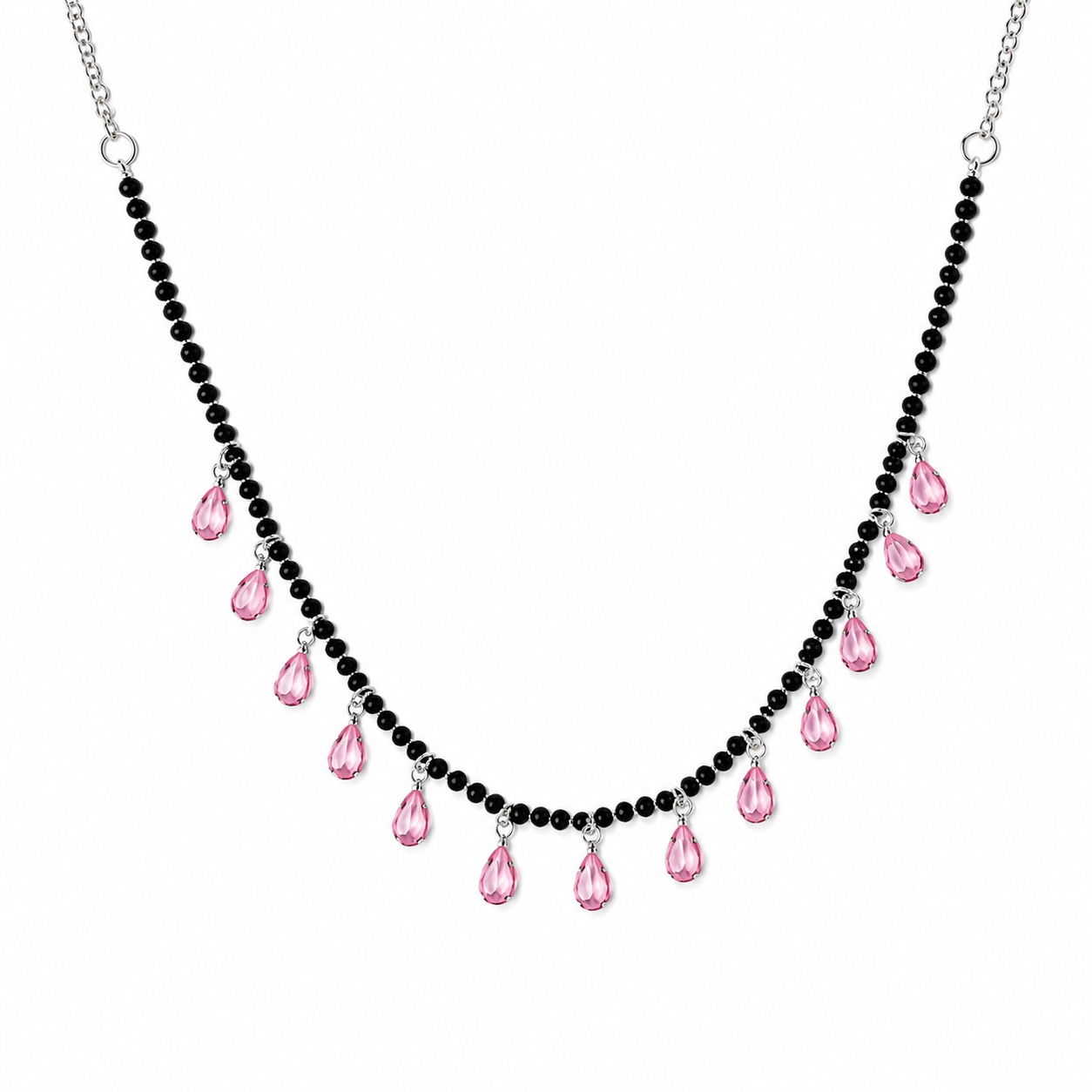pink_charm_necklace_200kb Pink Teardrop Charm Necklace - Image 1