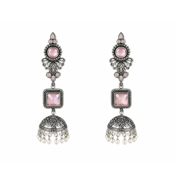Pink Stone Jhumka Earrings