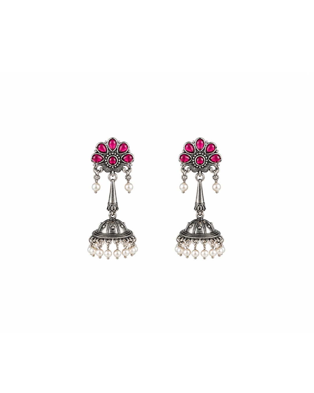 pink_jhumka_200kb(1) Pink Floral Jhumka Earrings - Image 1