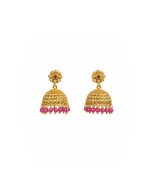 Pink Bead Jhumka Earrings