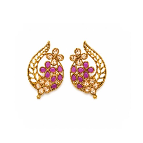 Pink Leaf Floral Earrings