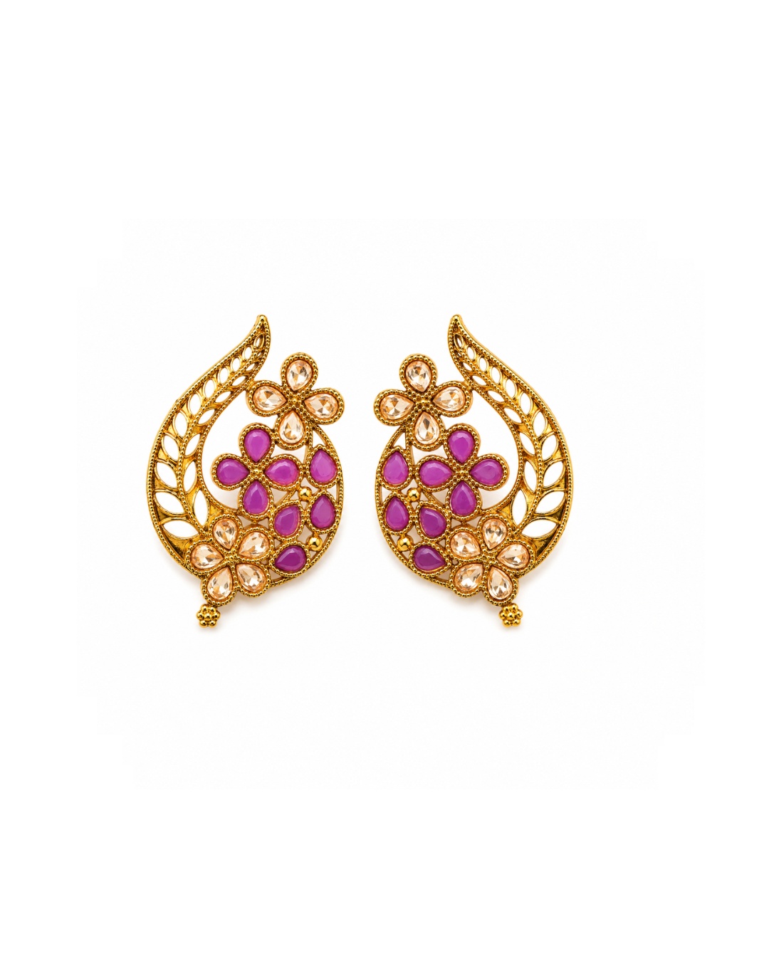 pink_leaf_earrings_200kb Pink Leaf Floral Earrings - Image 1