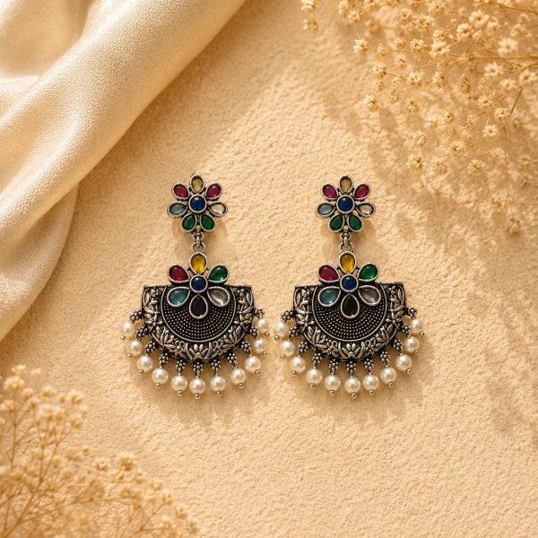 Rainbow Floral Pearl Earrings