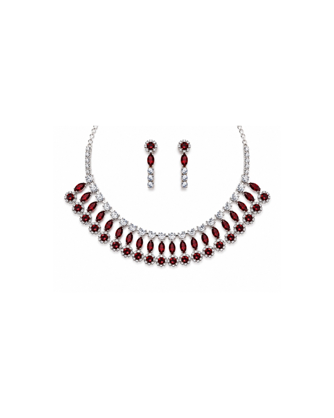 red_crystal_jewellery_set_200kb Ruby Crystal Necklace Set - Image 1