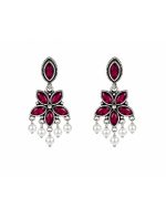 Ruby Floral Drop Earrings