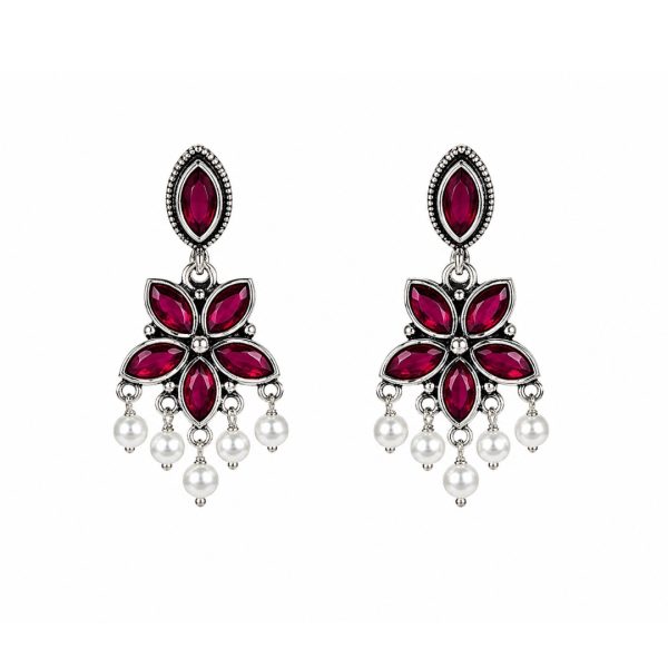 Ruby Floral Drop Earrings