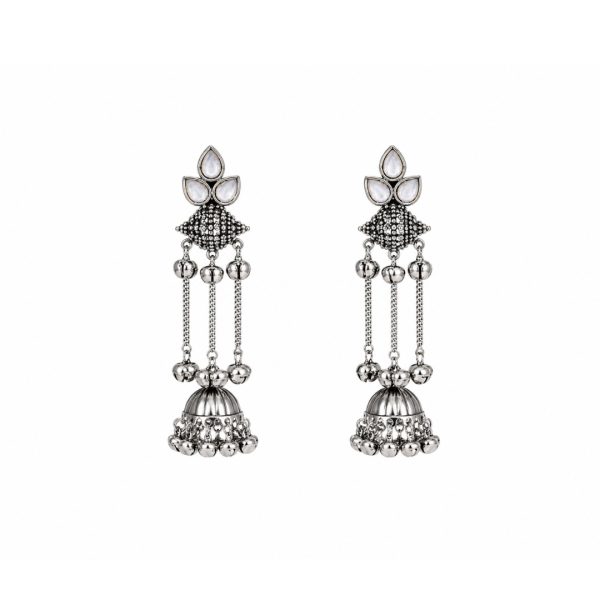 Silver Chain Jhumka Earrings