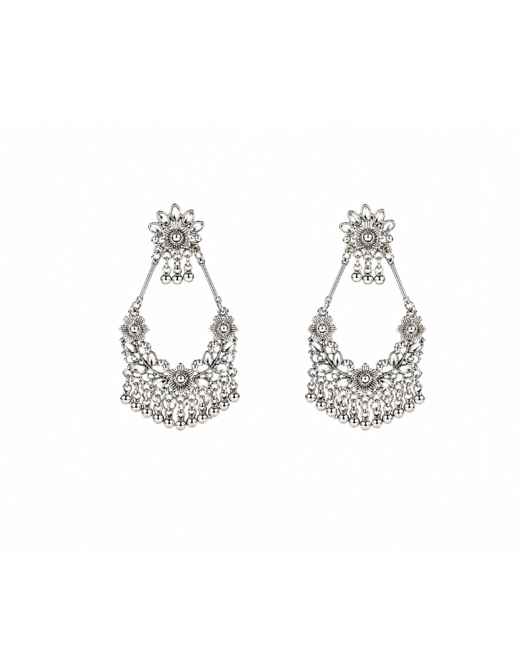 silver_earrings_200kb Silver Floral Chandbali Earrings - Image 1