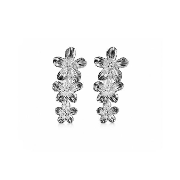 Silver Floral Drop Earrings