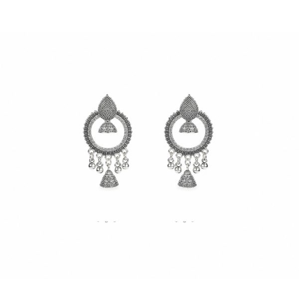Silver Hoop Bell Earrings