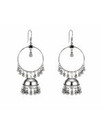 Silver Hoop Jhumka Earrings