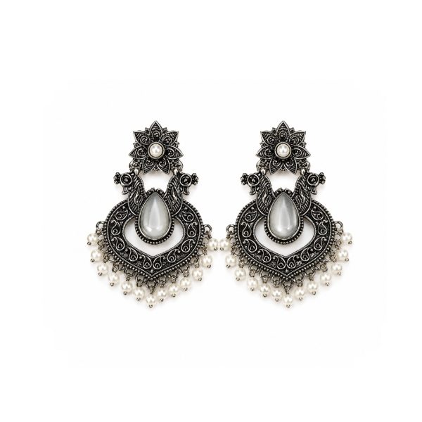 Silver Pearl Chand Earrings