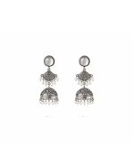 Silver Pearl Jhumka Earrings