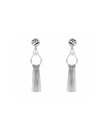 Silver Pearl Tassel Earrings