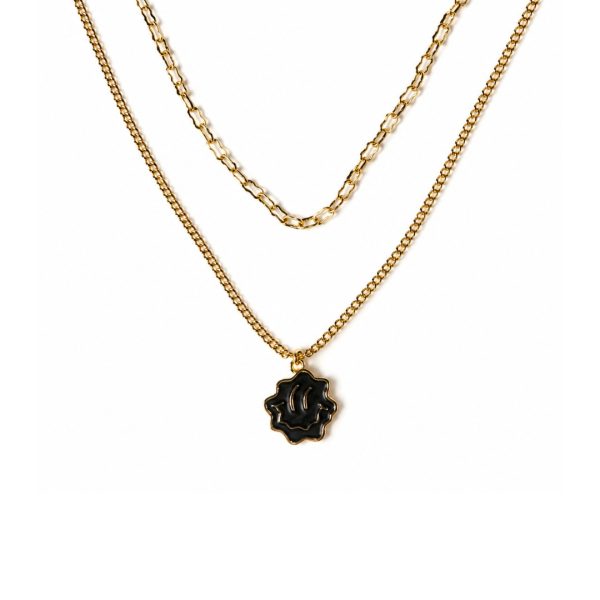 Black Floral Pendant Necklace