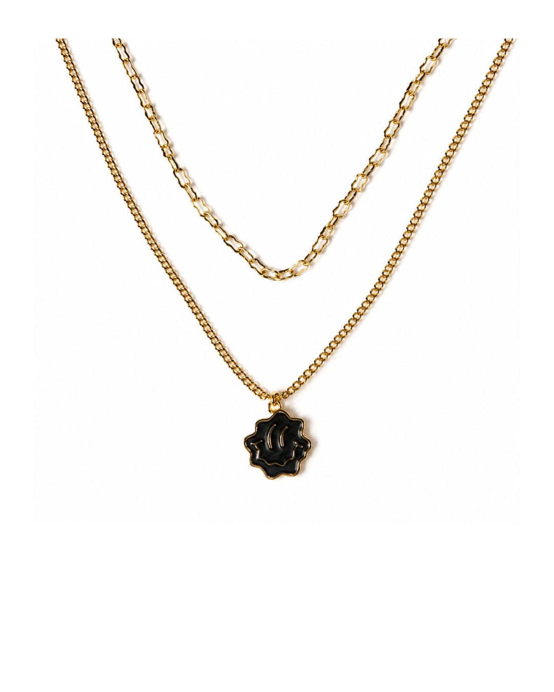 smiley_pendant_necklace_200kb Black Floral Pendant Necklace - Image 1