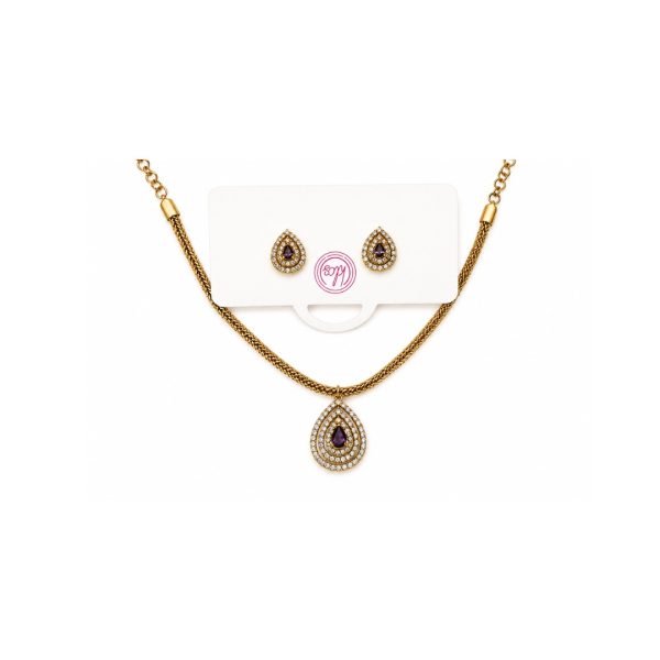 Purple Teardrop Pendant Set