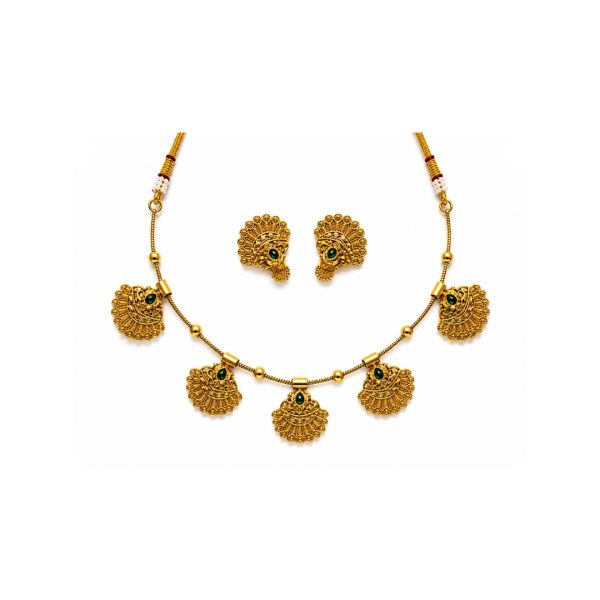 Peacock Temple Necklace Set
