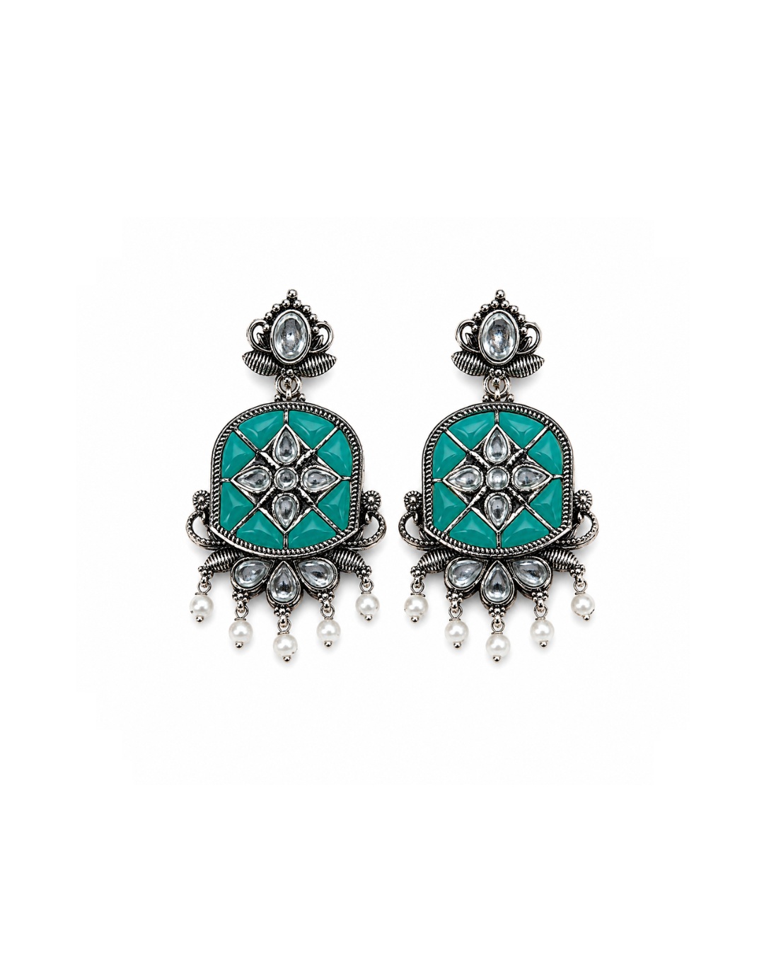 turquoise_earrings_200kb Turquoise Pearl Earrings - Image 1