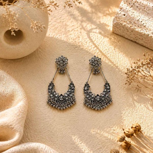 Floral Crescent Drop Earrings