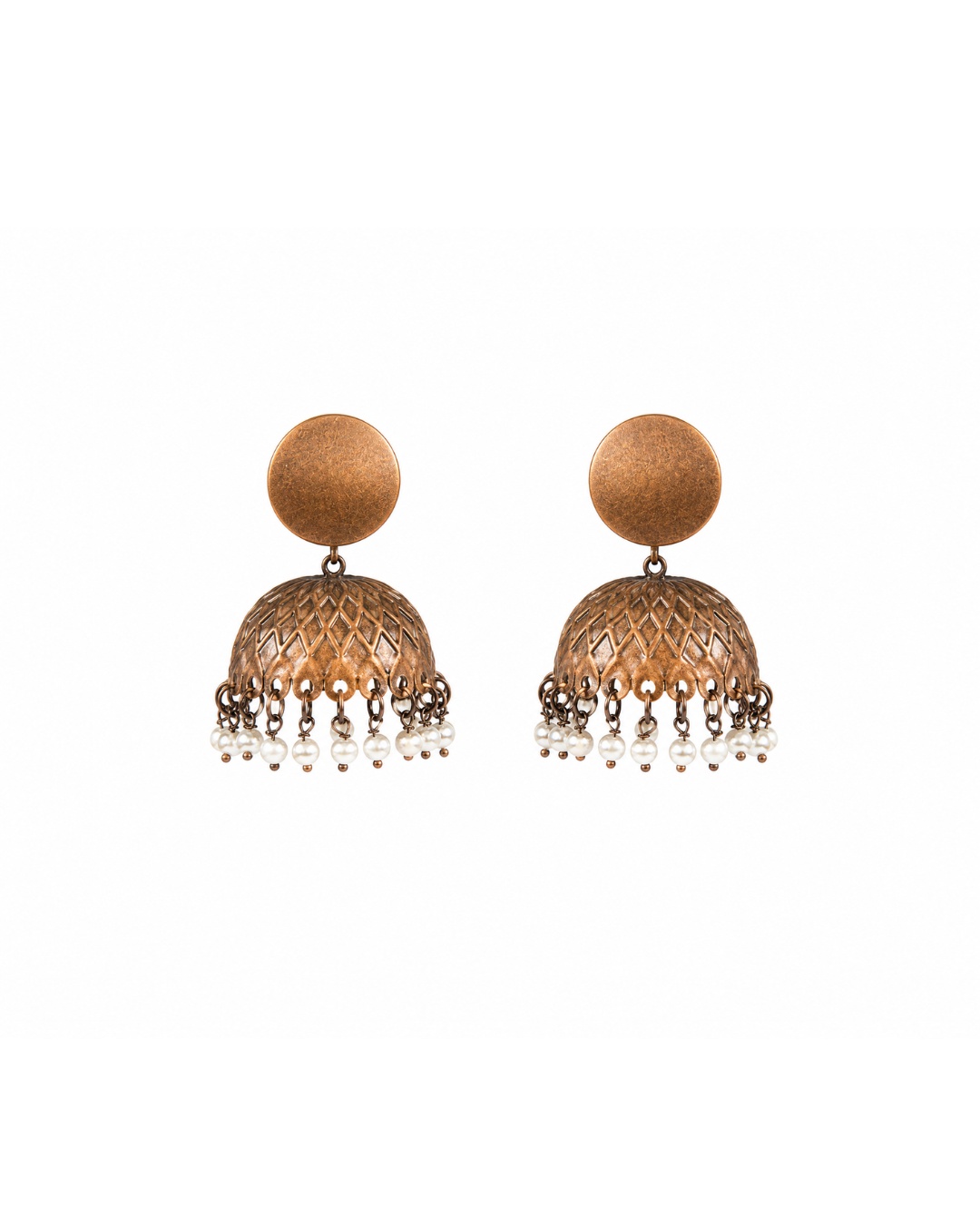 website_200kb(2) Copper Pearl Jhumka Earrings - Image 1