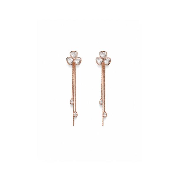 Rose Clover Chain Earrings