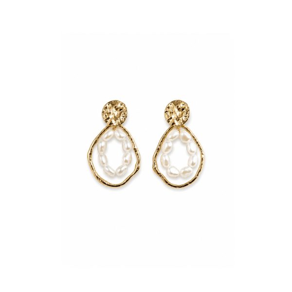 Pearl Hoop Drop Earrings