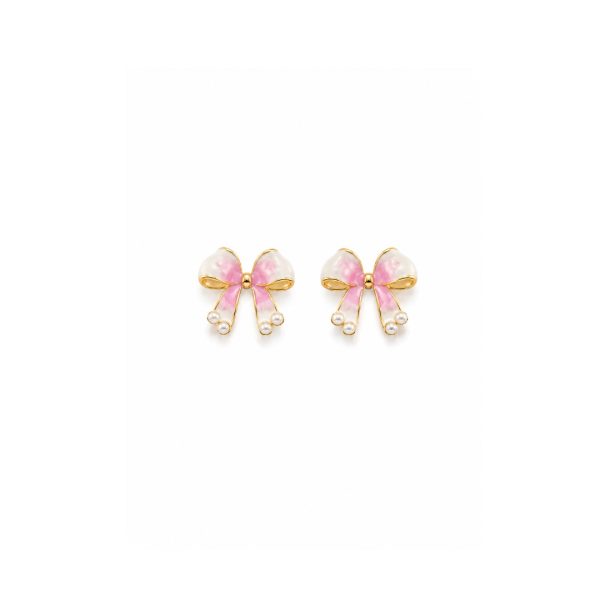 Purple Bow Pearl Earrings