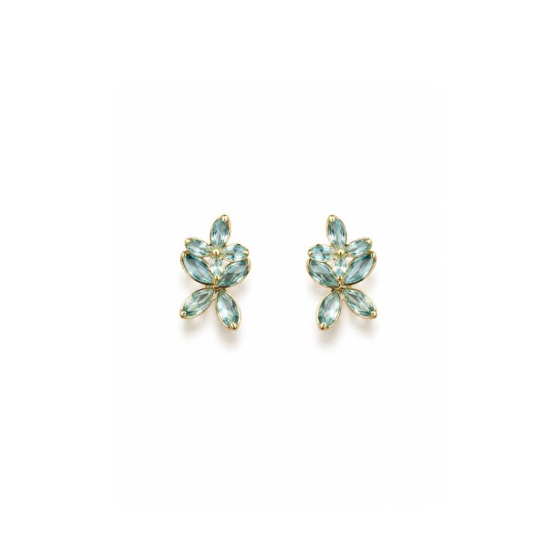 Aqua Floral Stone Earrings