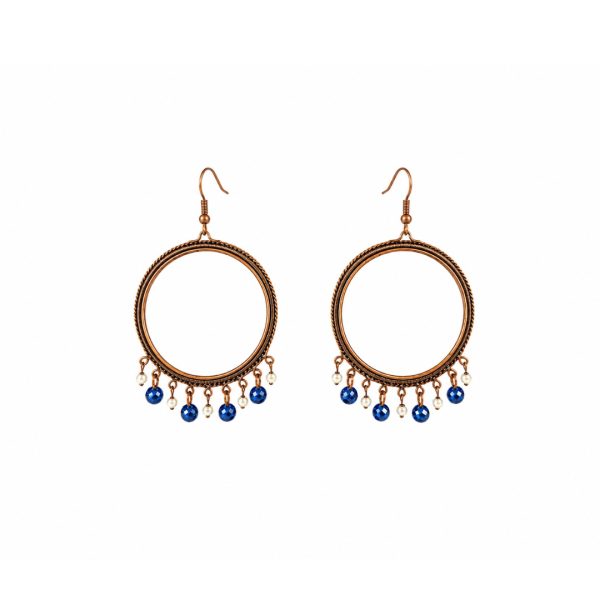 Blue Bead Hoop Earrings