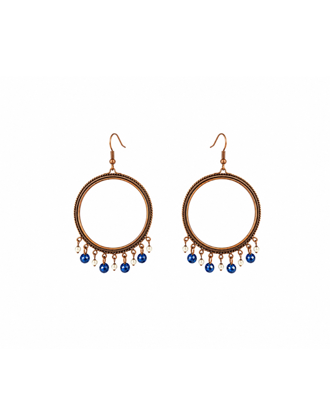 website_200kb_hoop Blue Bead Hoop Earrings - Image 1