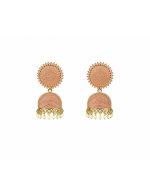 Peach Pearl Jhumka Earrings